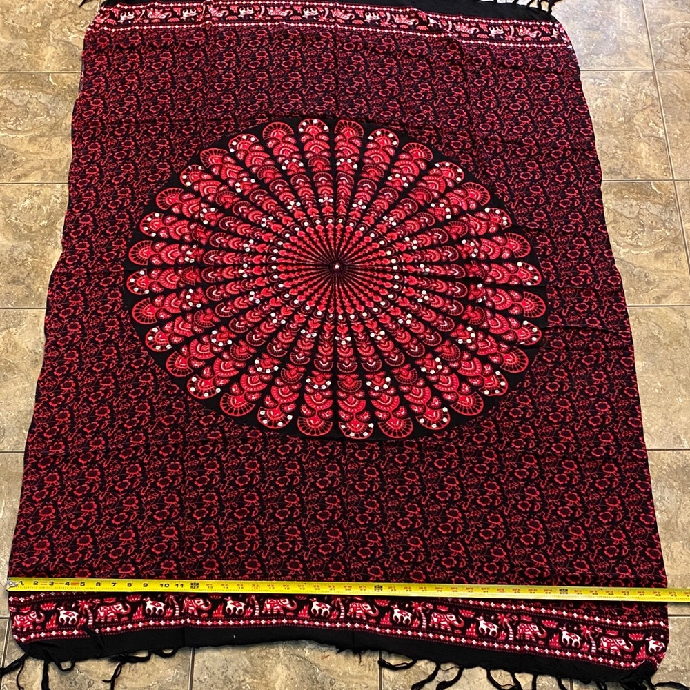 Red and Black Mandala Wrap w/ sequins